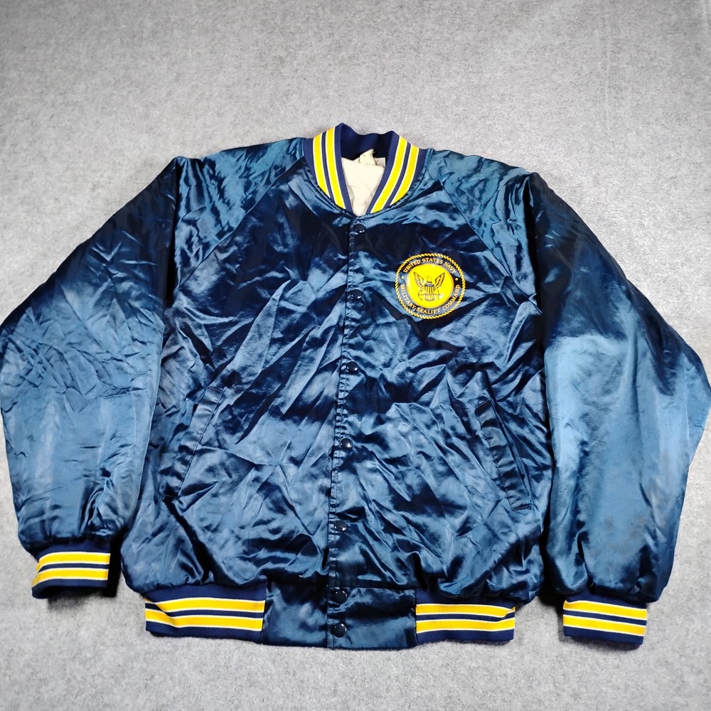 Vintage Hartwell US Navy Military Sealift Command Bomber Jacket Navy‎ Blue XL